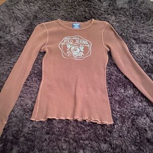 Ralph Lauren Polo dark brown ribbed long sleeve t shirt size M